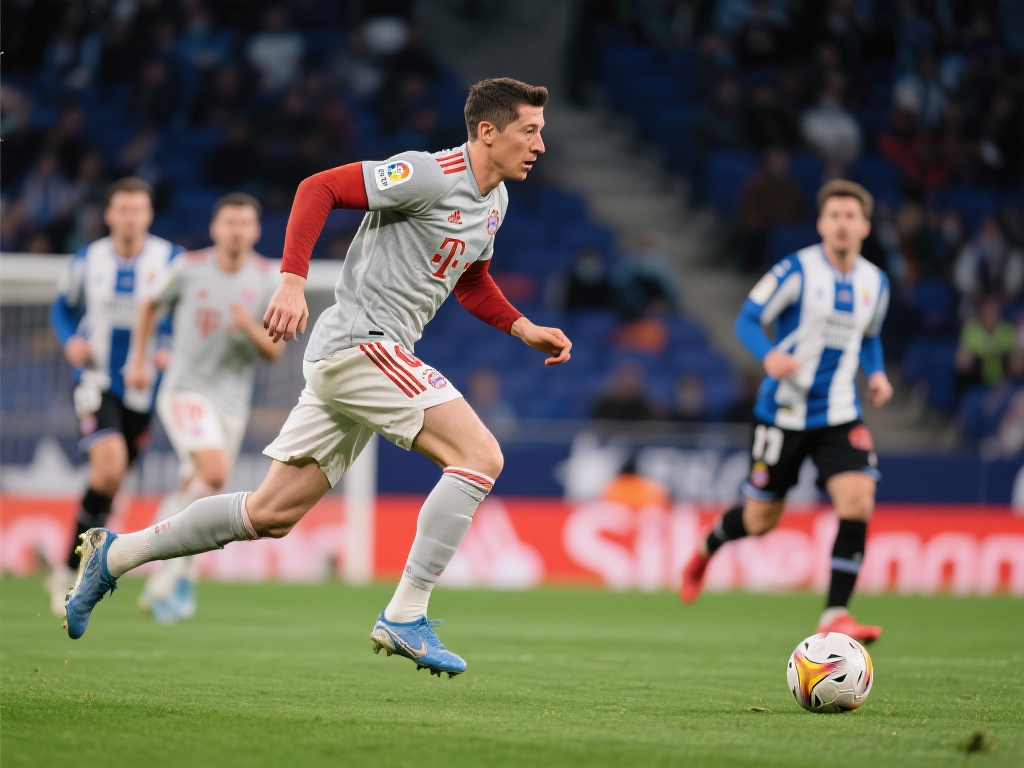 例如，在对阵皇家社会的比赛中，莱万多次跑